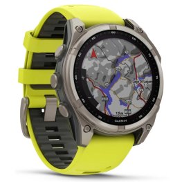 GARMIN Fenix 8 47 mm, Solar, Sapphire Titanium with Amp Yellow/Graphite Silicone Band спортивные часы