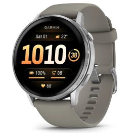 GARMIN Venu 4 - 45mm, Silver with Silver Gray Silicone Band спортивные часы