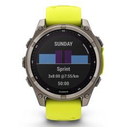 GARMIN Fenix 8 47 mm, Solar, Sapphire Titanium with Amp Yellow/Graphite Silicone Band спортивные часы