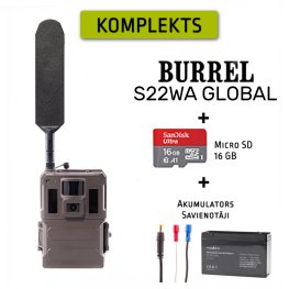 BURREL S22WA Brown Global meža kamera + SD 16GB + AKUMULATORS + SAVIENOTĀJI meža kamera