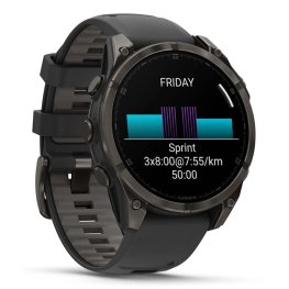 GARMIN Fenix 8 47 mm, AMOLED, Sapphire Carbon Gray DLC Titanium with Black/Pebble Gray Sil спортивные часы