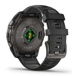 GARMIN Fenix 8 47 mm, AMOLED, Sapphire Carbon Gray DLC Titanium with Black/Pebble Gray Sil спортивные часы