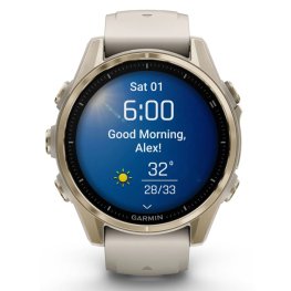 GARMIN Fenix 8 43 mm, AMOLED, Sapphire Soft Gold with Fog Gray/Dark Sandstone Silicone Ban спортивные часы