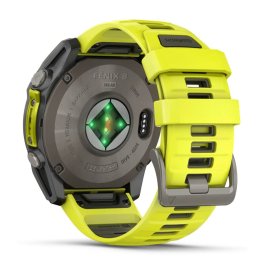 GARMIN Fenix 8 51 mm, Solar, Sapphire Titanium with Amp Yellow/Graphite Silicone Band спортивные часы