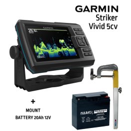 GARMIN Striker Vivid 5CV GT52HW-TM TRANSDUCER + BATTERY 13AH 12V + SONAR MOUNT эхолот