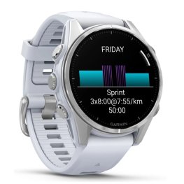 GARMIN Fenix 8 43 mm, AMOLED, Silver with Whitestone Silicone Band sporta pulkstenis