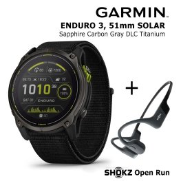 GARMIN Enduro 3 – 51 mm, Solar, Sapphire + SHOKZ Open Run Black спортивные часы