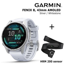 GARMIN Fenix 8 43 mm, AMOLED, Silver + HRM 200 Sensor спортивные часы