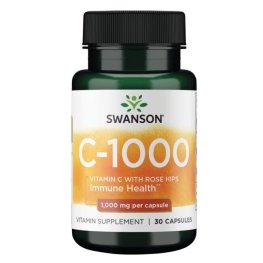 SWANSON C-1000 - Vitamin C with Rose Hips 1,000 mg 30 Vegan Caps пищевая добавка
