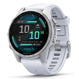 GARMIN Fenix 8 43 mm, AMOLED, Silver with Whitestone Silicone Band спортивные часы