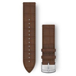 GARMIN Quick Release Band 20mm, Dark Brown Embossed Italian Leather with Silver Hardware