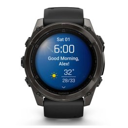 GARMIN Fenix 8 51 mm, AMOLED, Sapphire Carbon Gray DLC Titanium with Black/Pebble Gray Sil спортивные часы