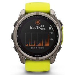 GARMIN Fenix 8 51 mm, Solar, Sapphire Titanium with Amp Yellow/Graphite Silicone Band спортивные часы