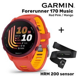 GARMIN Forerunner 170 Music, Red Pink/Mango + HRM 200 Sensor спортивные часы
