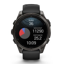 GARMIN Fenix 8 47 mm, AMOLED, Sapphire Carbon Gray DLC Titanium with Black/Pebble Gray Sil спортивные часы
