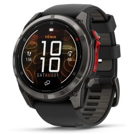 GARMIN fēnix® 8 Pro – 51 mm, MicroLED Sapphire, Carbon grey DLC titanium with Black/pebble band спортивные часы