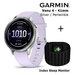 GARMIN Venu 4 - 41mm, Silver with Periwinkle Silicone Band спортивные часы