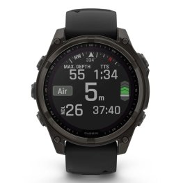 GARMIN Fenix 8 47 mm, Solar, Sapphire Carbon Gray DLC Titanium with Black/Pebble Gray Silicone спортивные часы