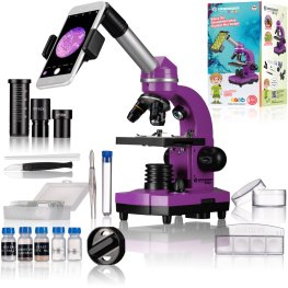Bresser JUNIOR SEL BIOLUX  VIOLETS + KOMPLEKTS 40X-1600X mikroskops
