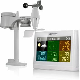 Bresser 5-in-1 Comfort Weather Center ar krāsaino displeju, balta laika stacija