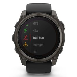 GARMIN Fenix 8 51 mm, Solar, Sapphire Carbon Gray DLC Titanium with Black/Pebble Gray Silicone спортивные часы