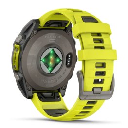 GARMIN Fenix 8 47 mm, Solar, Sapphire Titanium with Amp Yellow/Graphite Silicone Band спортивные часы