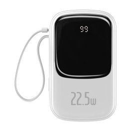 Baseus Q pow Digital Display Power Bank 20000mAh, IP, USB, USB-C, 22.5W with Type-C Cable (white) power bank