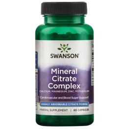 SWANSON Mineral Citrate Complex - Calcium, Magnesium, Zinc, Potassium 60 Caps пищевая добавка