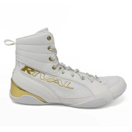 RIVAL RSX-Guerrero Deluxe Boxing Boots, White/Gold, Size 8 apģērbs