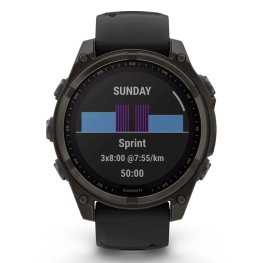 GARMIN Fenix 8 47 mm, Solar, Sapphire Carbon Gray DLC Titanium with Black/Pebble Gray Silicone спортивные часы