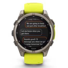 GARMIN Fenix 8 47 mm, Solar, Sapphire Titanium with Amp Yellow/Graphite Silicone Band спортивные часы