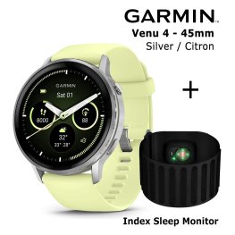 GARMIN Venu 4 - 45mm, Silver with Citron + Index Sleep Monitor спортивные часы