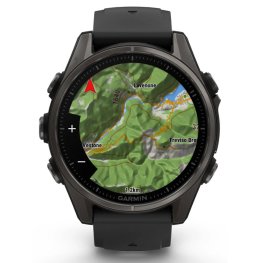 GARMIN Fenix 8 43 mm, AMOLED, Sapphire Carbon Gray DLC Titanium with Black/Pebble Gray Silicone спортивные часы